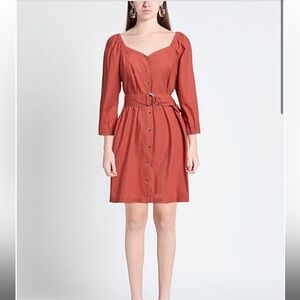 Ba&sh rust button front belted dress